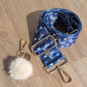 Blue Patterned Strap with Gold Hardware